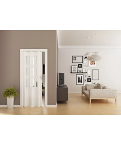 Porta a soffietto da interno 'luciana' bianco con vetro 88,5x214 cm